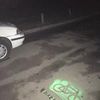 Трафаретная реклама на асфальте