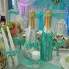 Украшение свадебного шампанского, бокалов и свечей