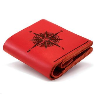 Жіночий шкіряний гаманець Square Compass — Червоний + Подарунок браслет з якорем. Натуральна шкіра