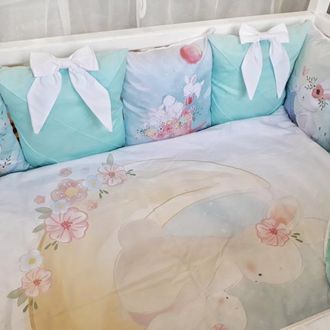 Комплект в дитячу ліжечко для дівчинки "Милі тваринки"