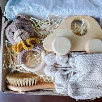 Подарочный набор для новорожденных, погремушка